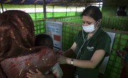 Nutrition Coordinator, Dr. Musharrat Jahan, at Concern Worldwide's Nutrition Support Centre at Hakim Para camp in Cox's Bazar, Bangladesh. Photo: Kieran McConville / Concern Worldwide.