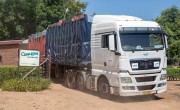 A lorry and trailer heads out, pack with supplies for the worst effect areas of the Nsanje Region. Photo: Gavin Douglas/ Concern Worldwide.