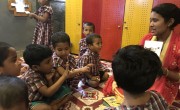 Children playing at a pavement dweller centre in Bangladesh.