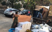 Concern team distributing shelter kits to communities affected by the blast. Photo: Pauline Coste / Concern Worldwide