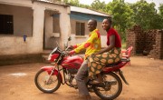 Couple on motorcycle