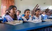 At Nichgoddi Mari primary school, the local committee meets. Through the Zurich programme, the school has been raised in order to protect it from flood waters. The building was raised three feet in 2021. The school now becomes a shelter during cyclones and flash floods. Locals bring their families and also livestock. This school serves 200 households. (Photo: Gavin Douglas/Concern Worldwide)