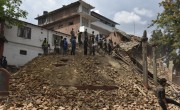 Devastation after the Nepal earthquake. The powerful earthquake struck Nepal and sent tremors through northern India on Saturday, killing hundreds of people, toppling an historic 19th-century tower in the capital Kathmandu and touching off a deadly avalanche on Mount Everest. Photo: Hari Thapa / HELVETAS