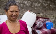 Lal Kumari Magar at a distribution by Concern Worldwide of emergency shelter and relief supplies at the village of Bhirkot in Dolakha district. (Photo: Kieran McConville/Concern Worldwide)