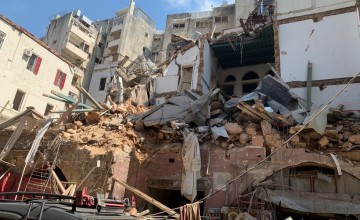 One of the damaged buildings in Beirut