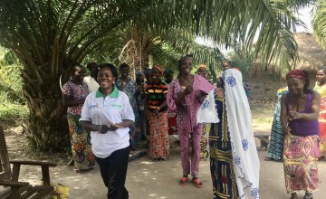Field Assistant Social Cohesion Madeleine Nzabba during a session with a local women association. Photo: Emma Howie