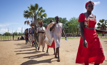 Women at a food distribution in South Sudan