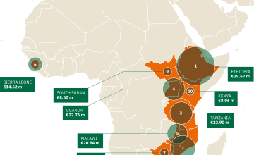 Map showing Irish Aid's fund distribution