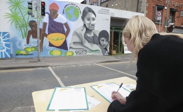 The Nothing Kills Like Hunger mural at North Brunswick Street, Dublin. The public are urged to sign the campaign petition.