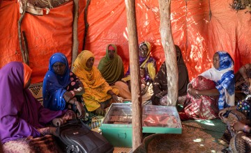 Leylo* (pictured on the left in purple) is part of a community organisation. Photo: Mustafa Saeed/Concern Worldwide