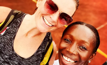Two women smiling in selfie