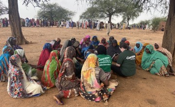 A group of women at a Chad refugee camp