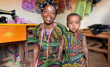 Alexia Mukashyaka and her daughter Brigit in matching outfits