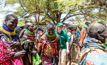 Concern's Youth Climate Ambassador Dearbhla Richardson meets with the Kangalita Irrigation Scheme group in Turkana County