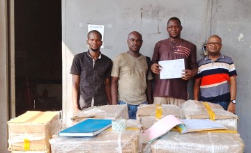 Concern staff with some of the blood donor equipment donated to Sierra Leone hospitals.