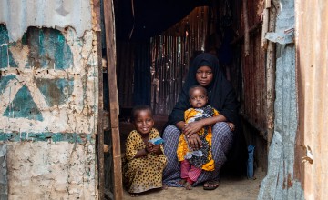 Rugiyo* (20) mother of 2 children lives in an IDP site in Mogadishu with her husband and children. Photo: Mustafa Saeed/Concern Worldwide
