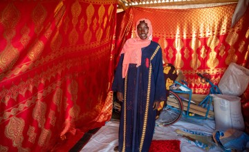 Aichta in her tent in a refugee camp in Chad