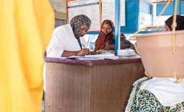 Healthcare staff and a patient at a Niger hospital