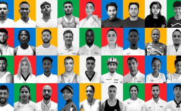 Collage of the Refugee Olympics Team