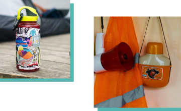 Left: A Nalgene water bottle (Paul Esch-Laurent/Unsplash); Right: A canteen, part of a kit used by a Concern-led Community-Based Disaster Management Committee in Afghanistan (Concern Worldwide)