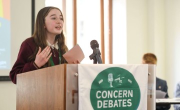 Niamh Kennedy of Sooey NS speaking at the Concern Primary Debates Semi-Final 2023-2024