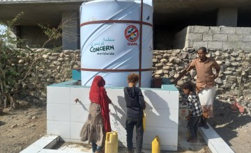 Concern local partner, Generation without Qat (GWQ) rehabilitated Alhamili's water source in Taiz Governorate, with solar system to provide environmentally sustainable access to safe water for 1,246 people in Mawza district of West Coast, Yemen. Photo: Mohammed Alaswdy/Concern Worldwide