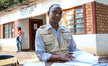 Patrick Wathome, a Concern engineer in the Democratic Republic of Congo (DRC), speaks about his work in rural communities to improve Water, Sanitation and Hygiene (WASH) facilities and practices. Photo: Concern Worldwide.