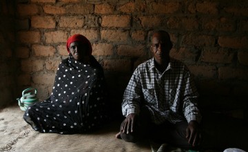 Aisha* and Hassan*, Ouaka Prefecture, CAR. Aisha fled her village after escalating violence, and now lives with her brother, Hassan*, and his family. Photo: Caitriona Dowd/Concern Worldwide.