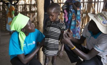 A young boy being treated for malnutrition at a mobile Concern/Nile Hope nutrition clinic in Unity State. Photo: Kieran McConville / Concern Worldwide