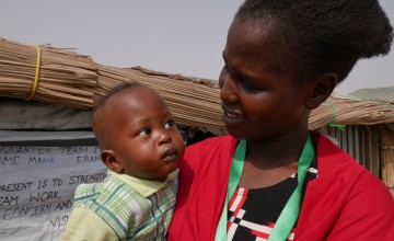 Nyathuk with her baby LarJar, who she nurtured to full health after he was born three months prematurely in Bentiu, South Sudan. Photo: Clare Ahern / Concern Worldwide.