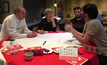 DIscussing poverty at the first Project Us coffee conversation in Galway. Photo: Aoife O'Grady/Concern Worldwide.