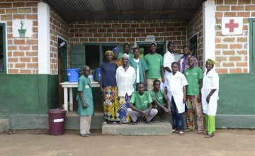 Concern staff and volunteers at the Boudouli Health Post. Photo: Chris de Bode/Panos Pictures for Concern Worldwide