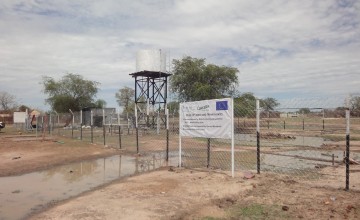 Rehabilitated water yard with storage tank and drinking taps in Meyriam locality, West Kordofan State, Republic of Sudan. Photo: Concern Worldwide.