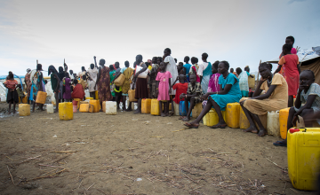 Beneficiaries waiting in line In the capital of Juba. Photo: Concern Worldwide.