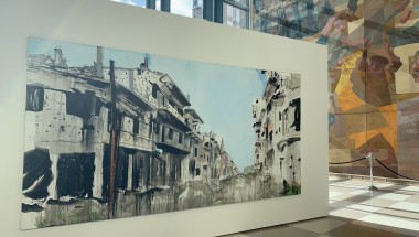 Brian Maguire painting at the UN