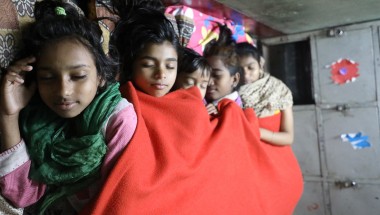 Sakuma* and her friends sleep in the Concern supported pavement dweller centre.