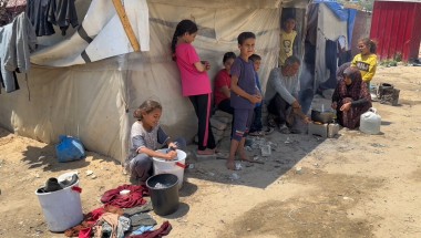 Hassan and Mariam (names changed) and their children, who have been displaced in Rafah