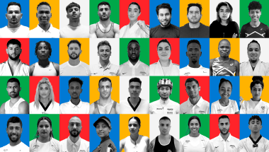 Collage of the Refugee Olympics Team 