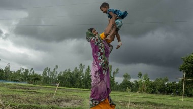 Once displaced by flooding, Sumi&#039;s family has now returned to her native village thanks to the flood-resistant housing. Photo: Saikat Mojumder/Concern Worldwide