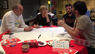 DIscussing poverty at the first Project Us coffee conversation in Galway. Photo: Aoife O&#039;Grady/Concern Worldwide.