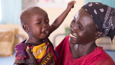 Amir Bol and her one year old son, Rezek Thiep, at the stabilisation centre in Nyamlel, South Sudan, which is supported and staffed by Concern. Photo: Kieran McConville/ Concern Worldwide.