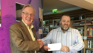 Tony Kelly from Tuam, Co. Galway with Concern’s Richard Dixon. Tony received the Concern Summer Raffle jackpot prize of €4,000 in September 2016. Photo: Concern Worldwide.