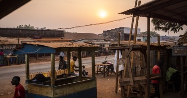 A general view of the street in Yaloké on 23/02/22. 