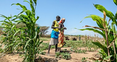 Two women in Naoros community farm