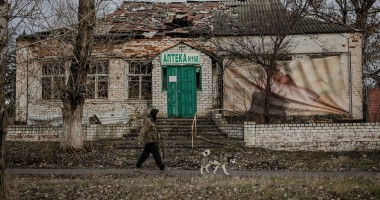 A destroyed pharmacy in Staryi Saltiv village, Kharkiv Oblast’. Photo: Simona Supino/Concern Worldwide