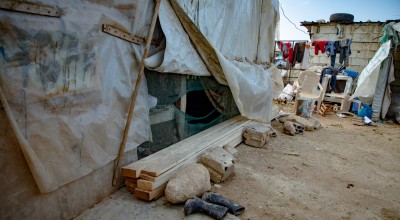 A makeshift shelter in Lebanon.