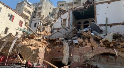One of the damaged buildings in Beirut