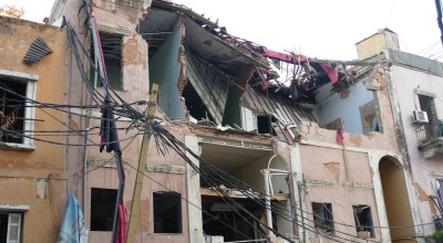 Scenes of destruction in Beirut after an explosion in early August 2020. Photo: Dom Hunt / Concern Worldwide.