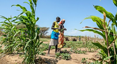 Two women in Naoros community farm