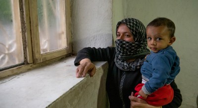 Nadia* (48) with her youngest son Rami* in Malatya. Photo: Gavin Douglas/Concern Worldwide 